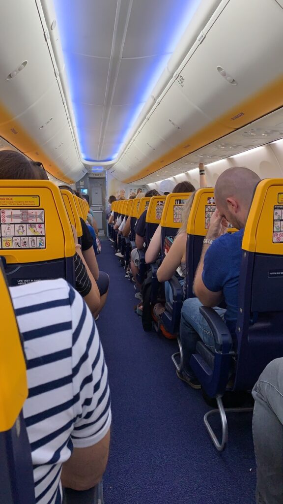 the interior of an airplane